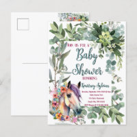 Gorgeous Watercolor Floral Horse Baby Shower