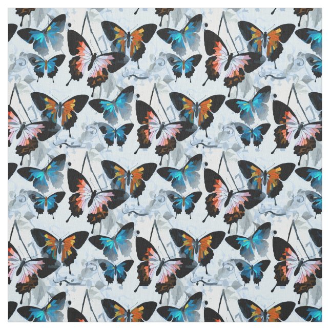 Gorgeous  Watercolor Morpho Butterfly Artwork Fabric (Swatch)