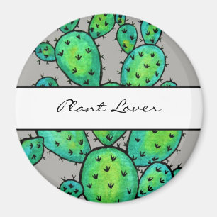 Gorgeous Watercolor Prickly Cactus Magnet