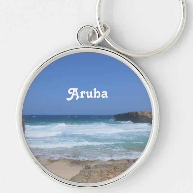 Gorgeous Waves Crashing in Aruba Key Ring (Front)