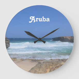 Gorgeous Waves Crashing in Aruba Large Clock
