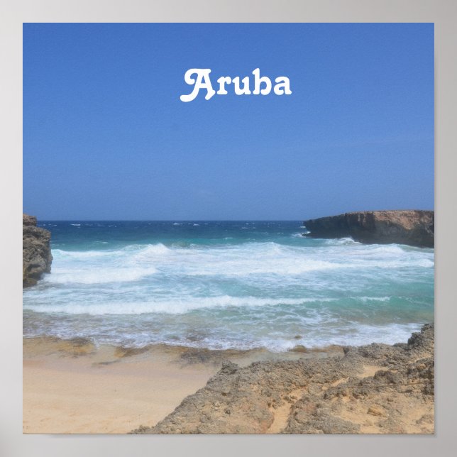 Gorgeous Waves Crashing in Aruba Poster (Front)