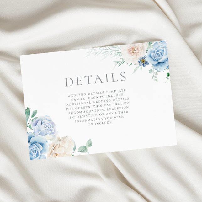 Gorgeous White & Blue Floral Wedding Details Enclosure Card (Creator Uploaded)