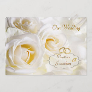 Gorgeous White cream roses Wedding Invitation