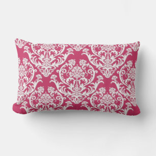 Gorgeous White Damask Pattern Lumbar Cushion