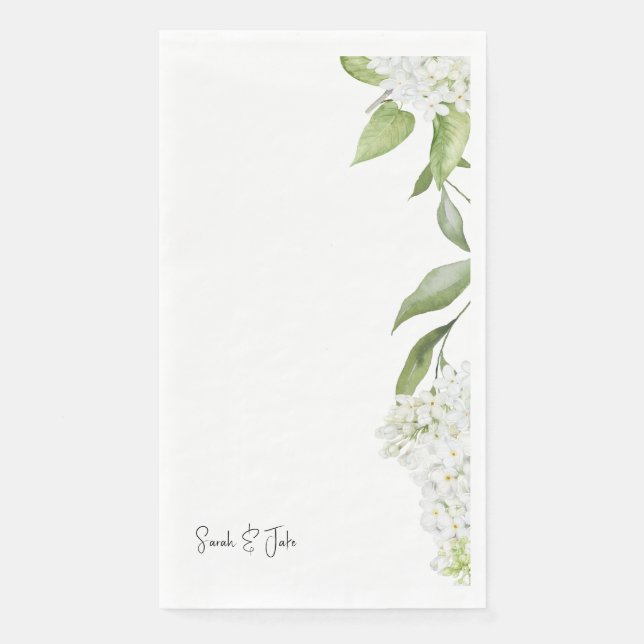 Gorgeous White Hydrangea Floral White Wedding   Napkin (Front)