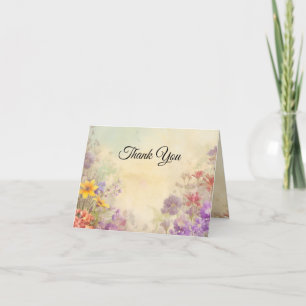 Gorgeous Wild Flowers Elegant Wedding Thank You Card