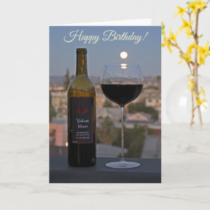 Gorgeous Wine and Moon Birthday Greeting Card! Card