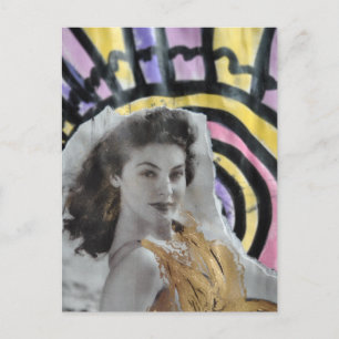 Gorgeous Woman in 1939 on the beach collage art Postcard