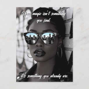 Gorgeous Woman in City with Sunglasses and Quote Postcard