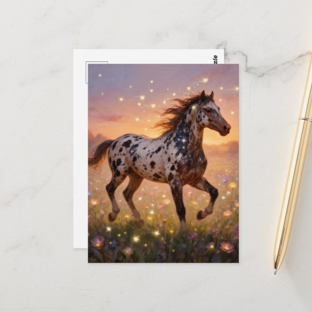 Gorgeous Year of the Horse Appaloosa in Meadow Postcard (Front/Back In Situ)