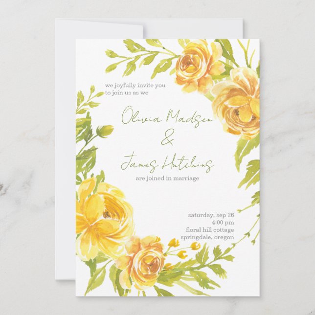 Gorgeous Yellow Floral Wedding Invitation (Front)