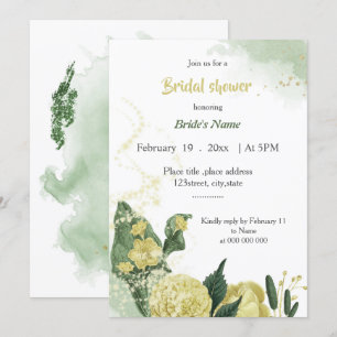 gorgeous yellow flowers greenery bridal shower invitation
