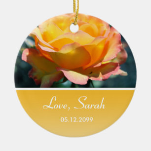 gorgeous yellow rose flower happy birthday holiday ceramic tree decoration