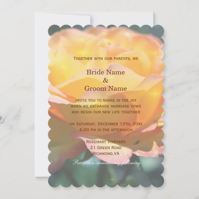Gorgeous yellow rose flower wedding invitations. invitation (Front)