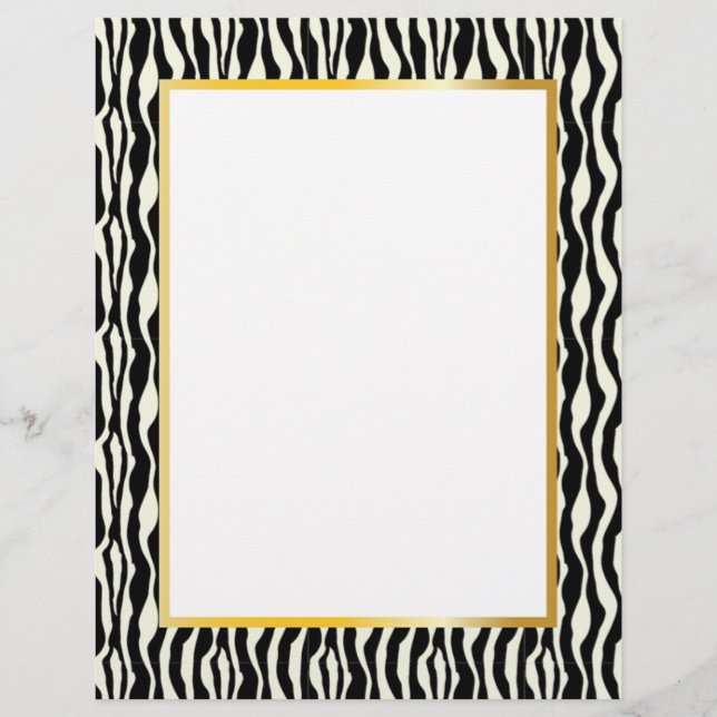 Gorgeous Zebra Border Stationery - Gold (Front)