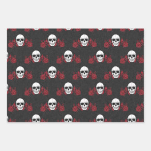 Gorgeously Gothic Red & Black Skull Wrapping Paper
