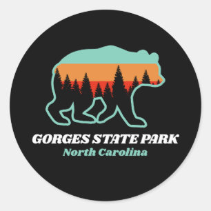 Gorges State Park North Carolina Bear NC Retro Classic Round Sticker