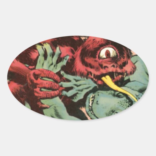 Gorgo and Cyclops Monster Oval Sticker