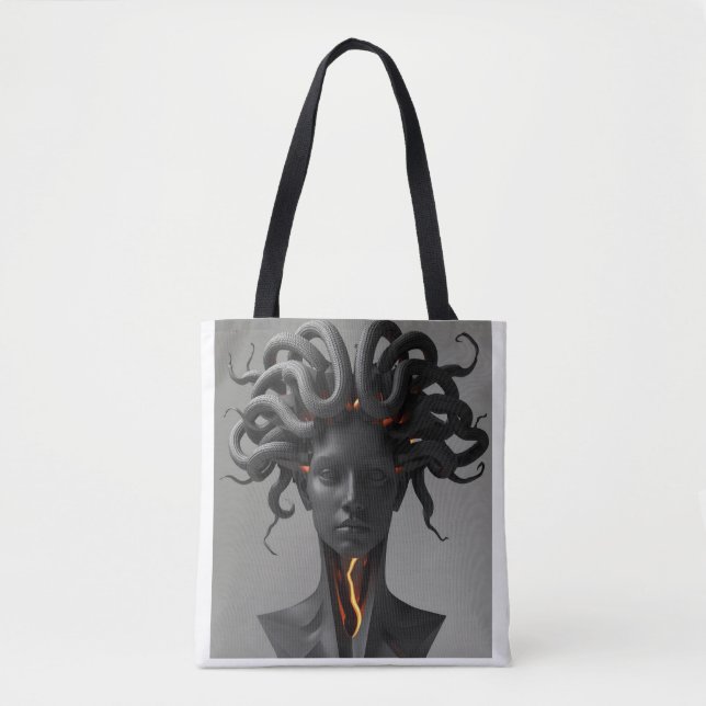 Gorgon Abstract Graphite Tote Bag (Front)