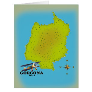 Gorgona Italy map travel poster.