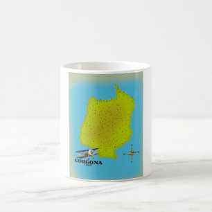 Gorgona Italy map travel poster. Coffee Mug