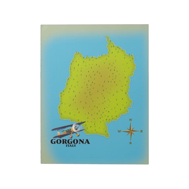 Gorgona Italy map travel poster. Notepad (Rotated)