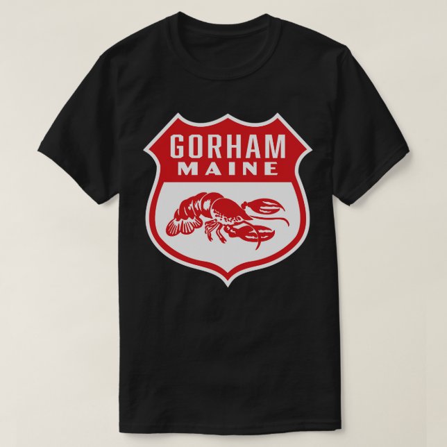 Gorham Maine Retro  Shield Red T-Shirt (Design Front)