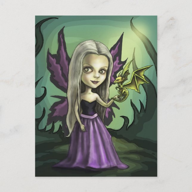 Gorhic Fairy and Baby Dragon Postcard (Front)