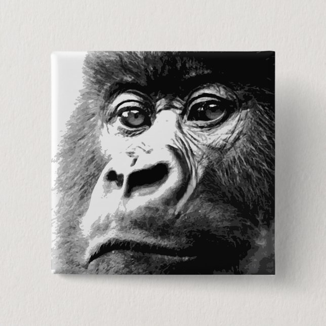 Gorilla 15 Cm Square Badge (Front)