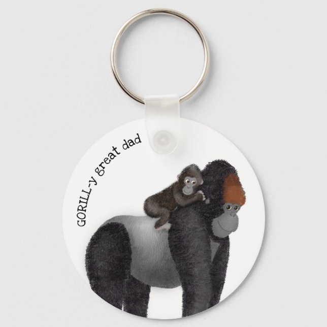 Gorilla and baby 'great dad' key ring (Front)