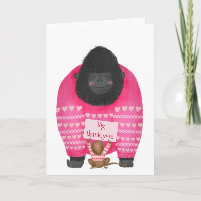 Gorilla and pygmy marmoset 'big thank you' card (Front)