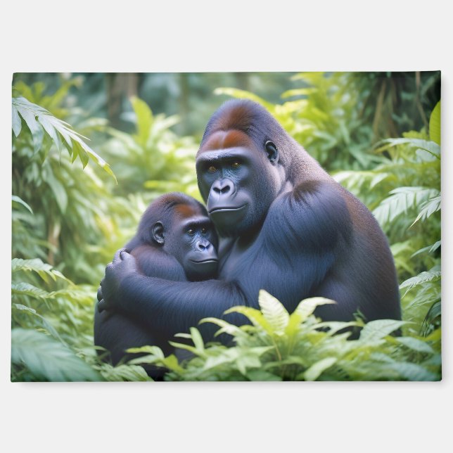 Gorilla Animal Nature Wildlife Affection Caring Magnet (Front)