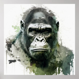Gorilla Ape Animal Painting Wildlife Forest Poster