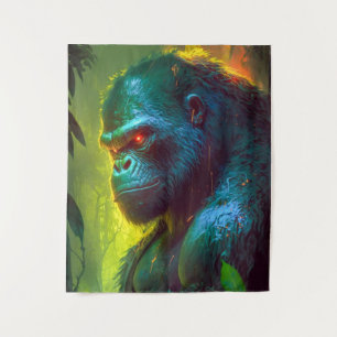 Gorilla Ape Animal Portrait Painting Wildlife free Tapestry