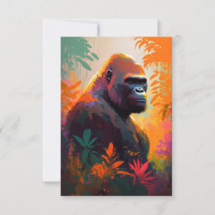 Gorilla Ape Animal Portrait Painting Wildlife Free Thank You Card