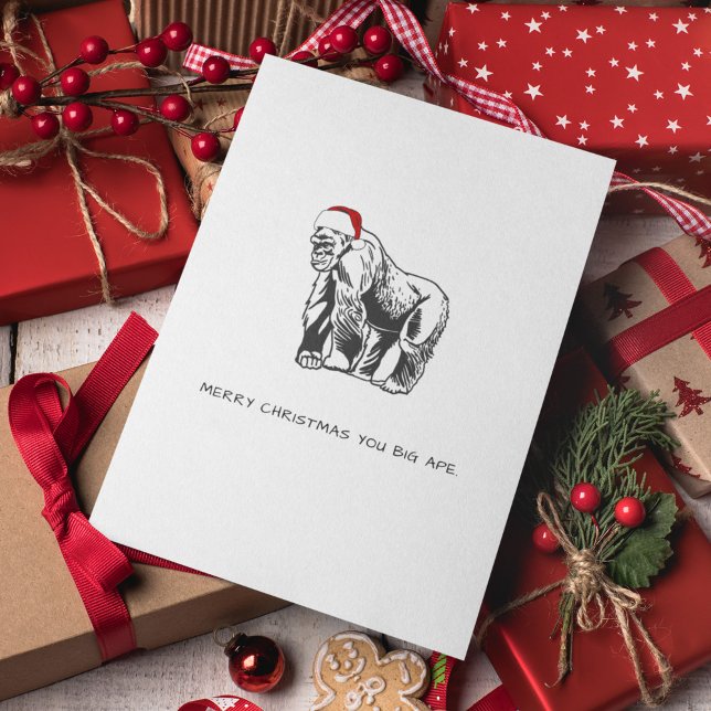 Gorilla Ape Funny Saying Santa Claus Christmas Holiday Card (Creator Uploaded)