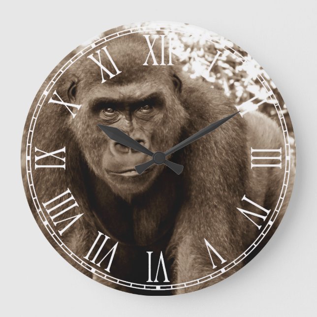 Gorilla Ape Primate Wildlife Animal Photo Large Clock (Front)