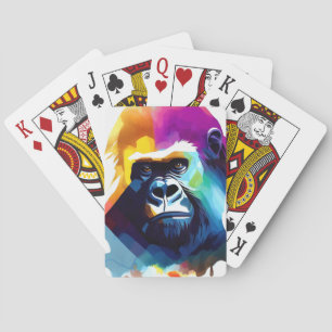 Gorilla Ape Wild Nature Animal Color Art Painting Playing Cards