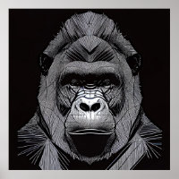 Gorilla Ape Wild Nature Animal Illustration Art