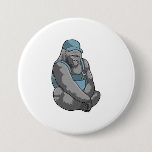Gorilla as Craftsman with Wrench 7.5 Cm Round Badge