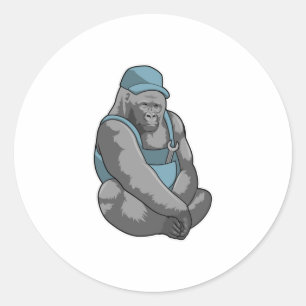 Gorilla as Craftsman with Wrench Classic Round Sticker