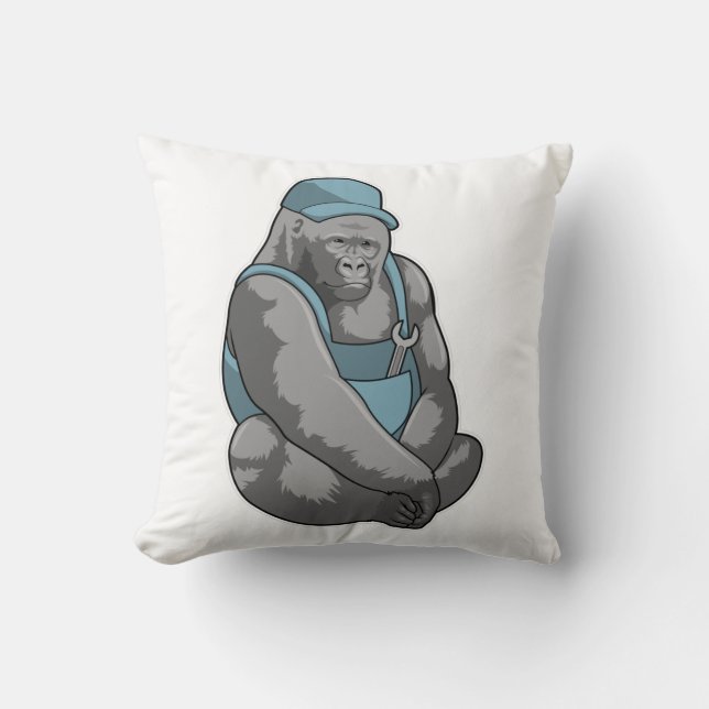 Gorilla as Craftsman with Wrench Cushion (Front)