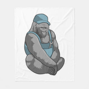 Gorilla as Craftsman with Wrench Fleece Blanket