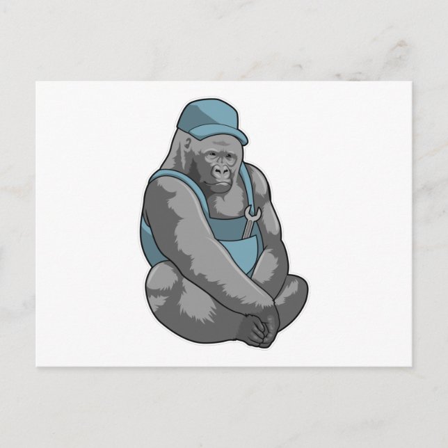 Gorilla as Craftsman with Wrench Postcard (Front)