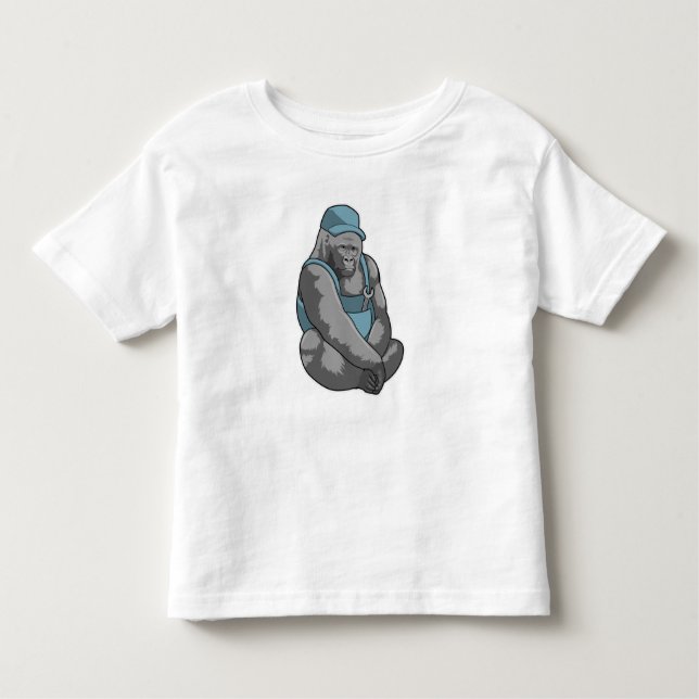 Gorilla as Craftsman with Wrench Toddler T-Shirt (Front)