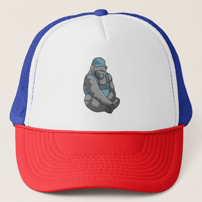 Gorilla as Craftsman with Wrench Trucker Hat (Front)