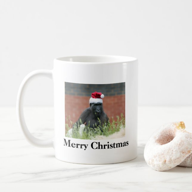 Gorilla At Christmas Coffee Mug (With Donut)