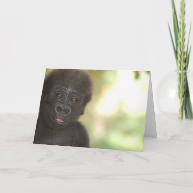 Gorilla Baby Blank Note Card (Front)