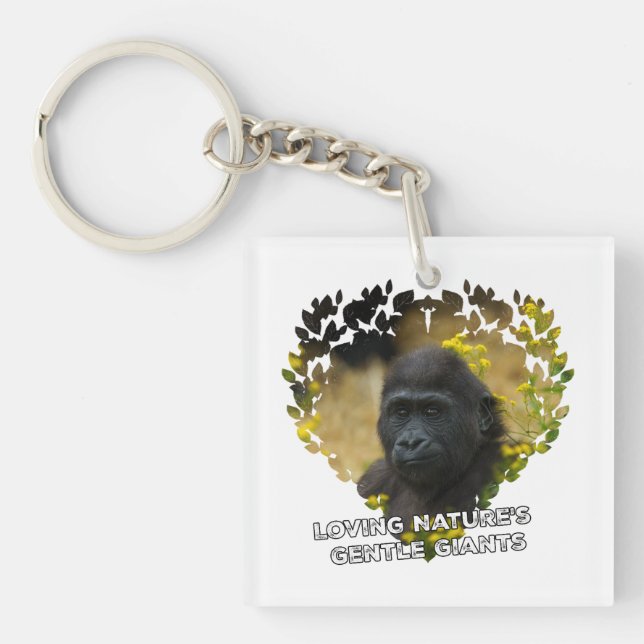 Gorilla Baby - Loving Nature's Gentle Giants Key Ring (Front)